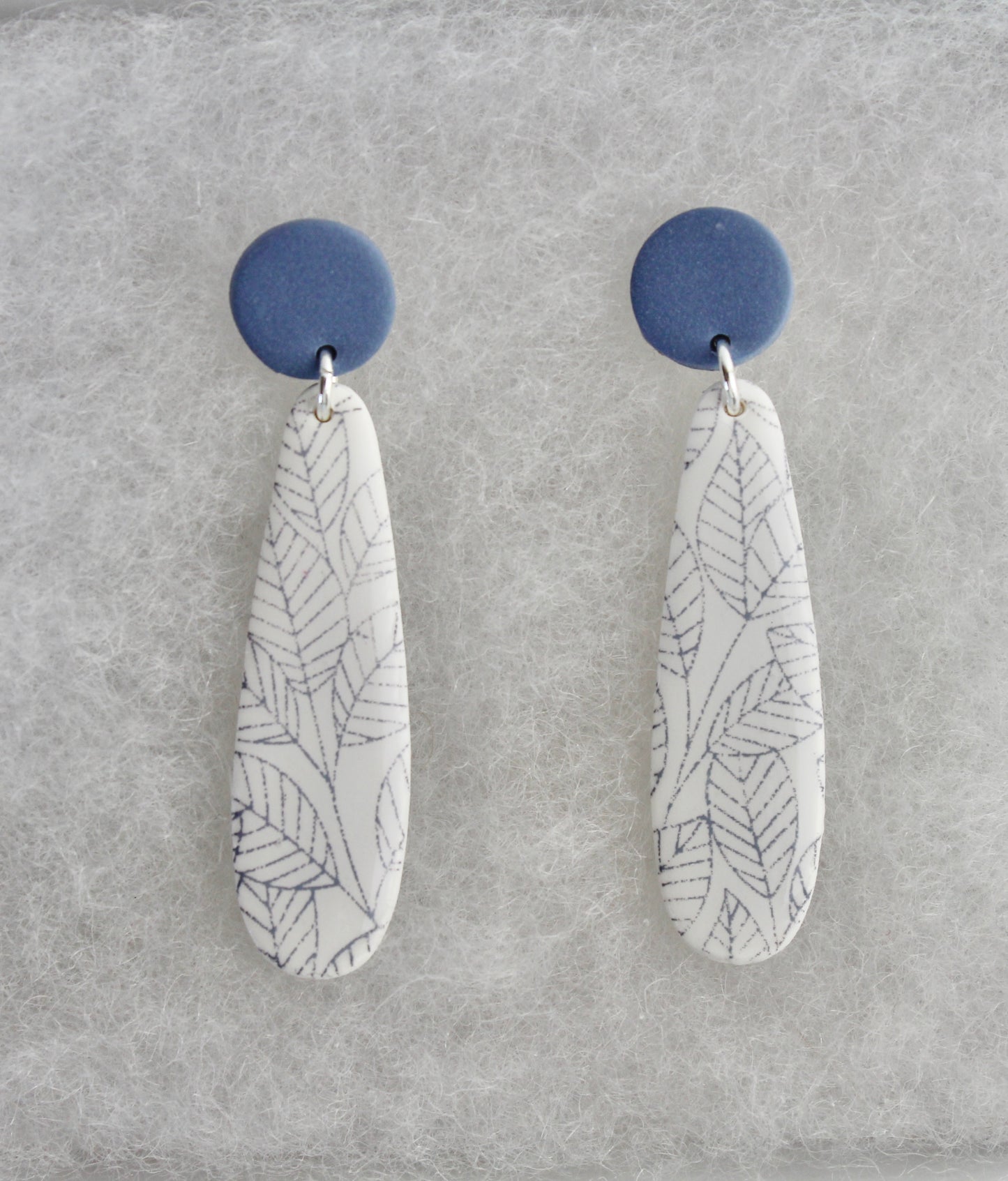 Blue and White Printed Dangles