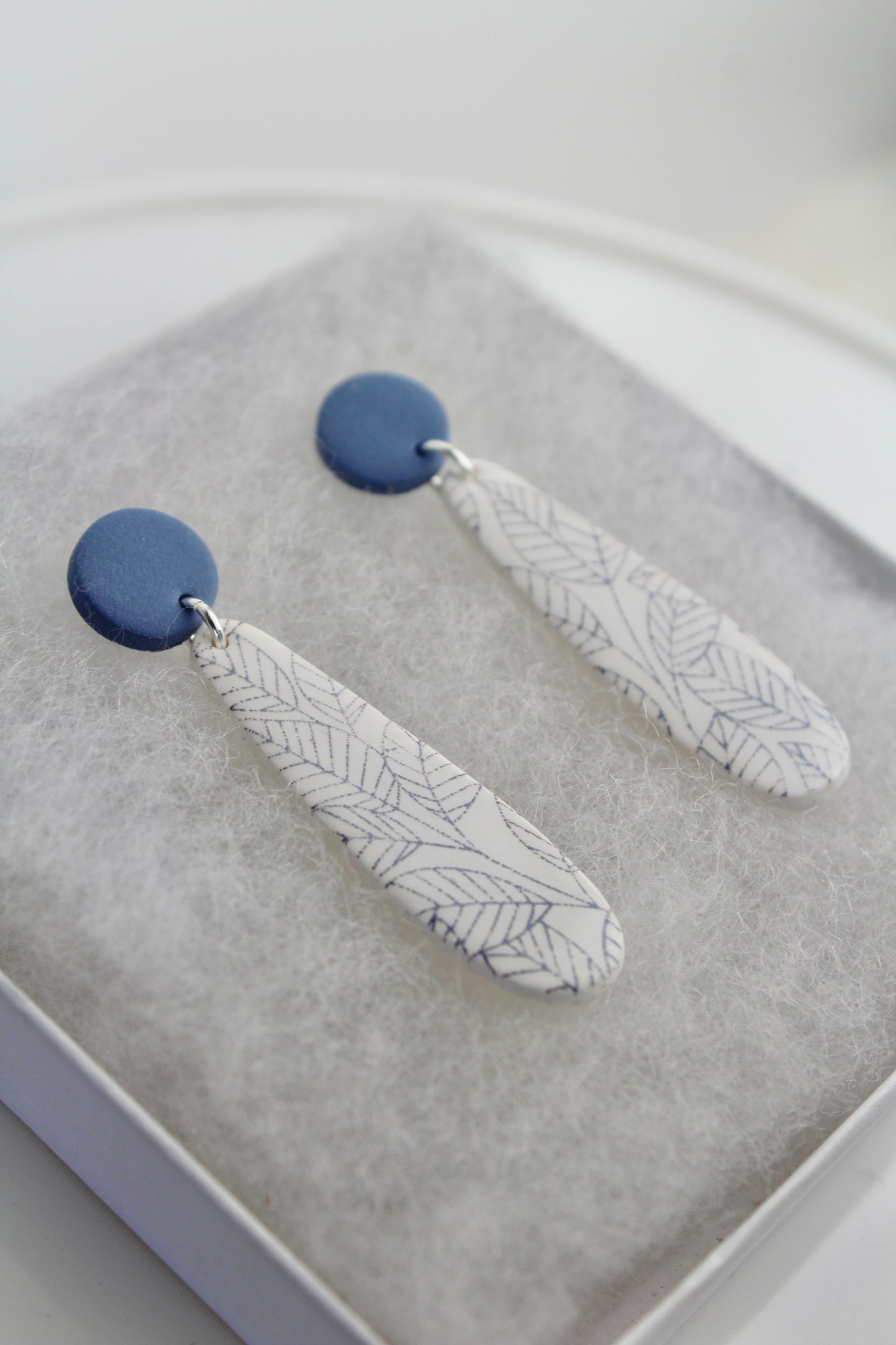 Blue and White Printed Dangles