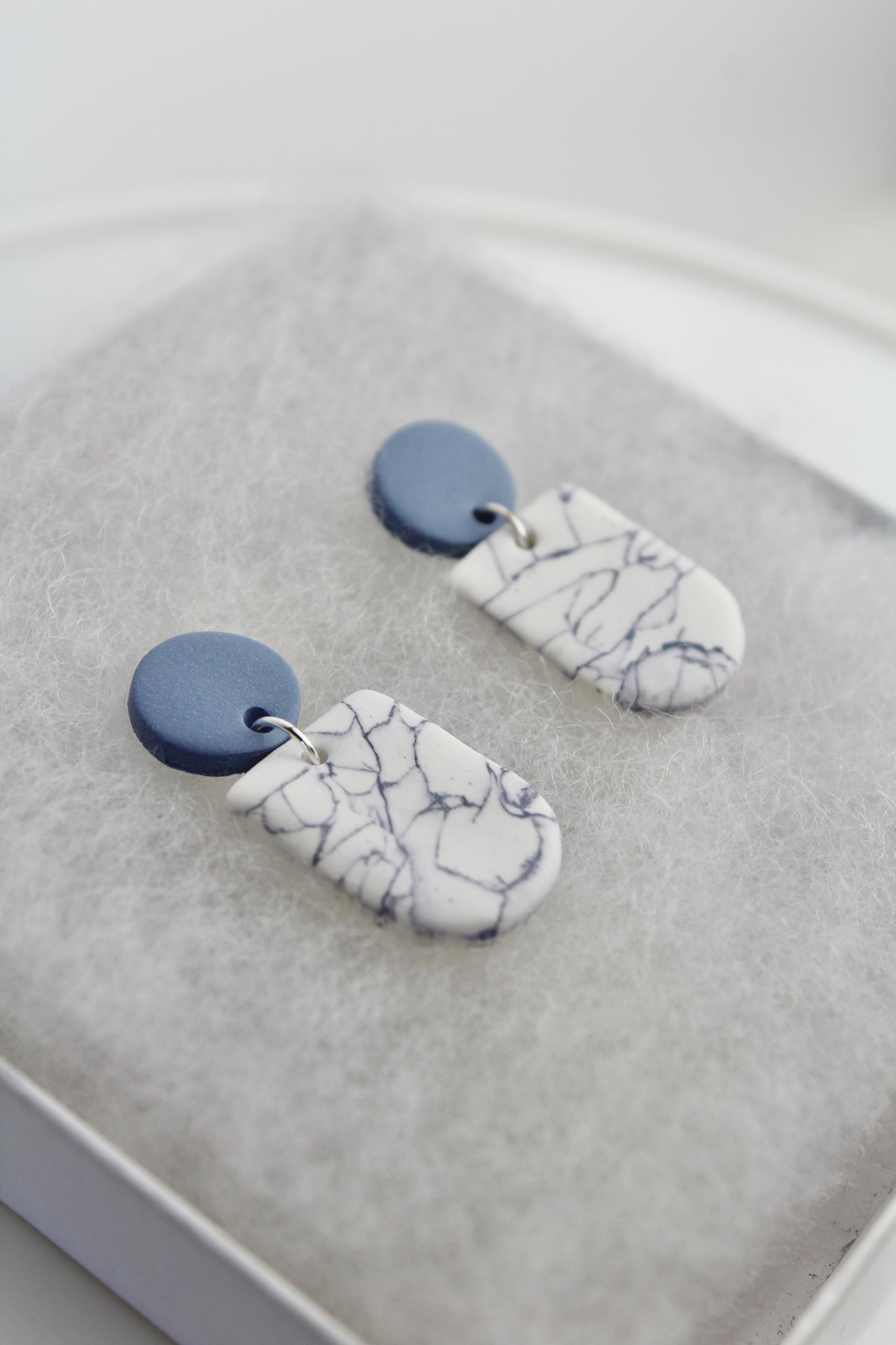 Blue & White Marble Dangles