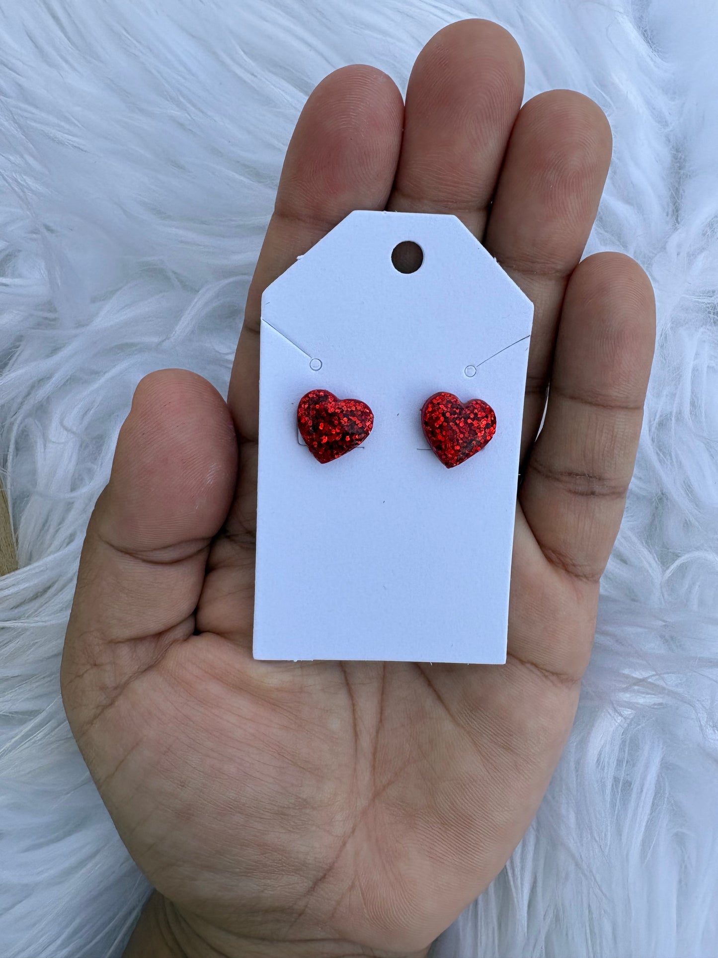 Glitter Heart Studs