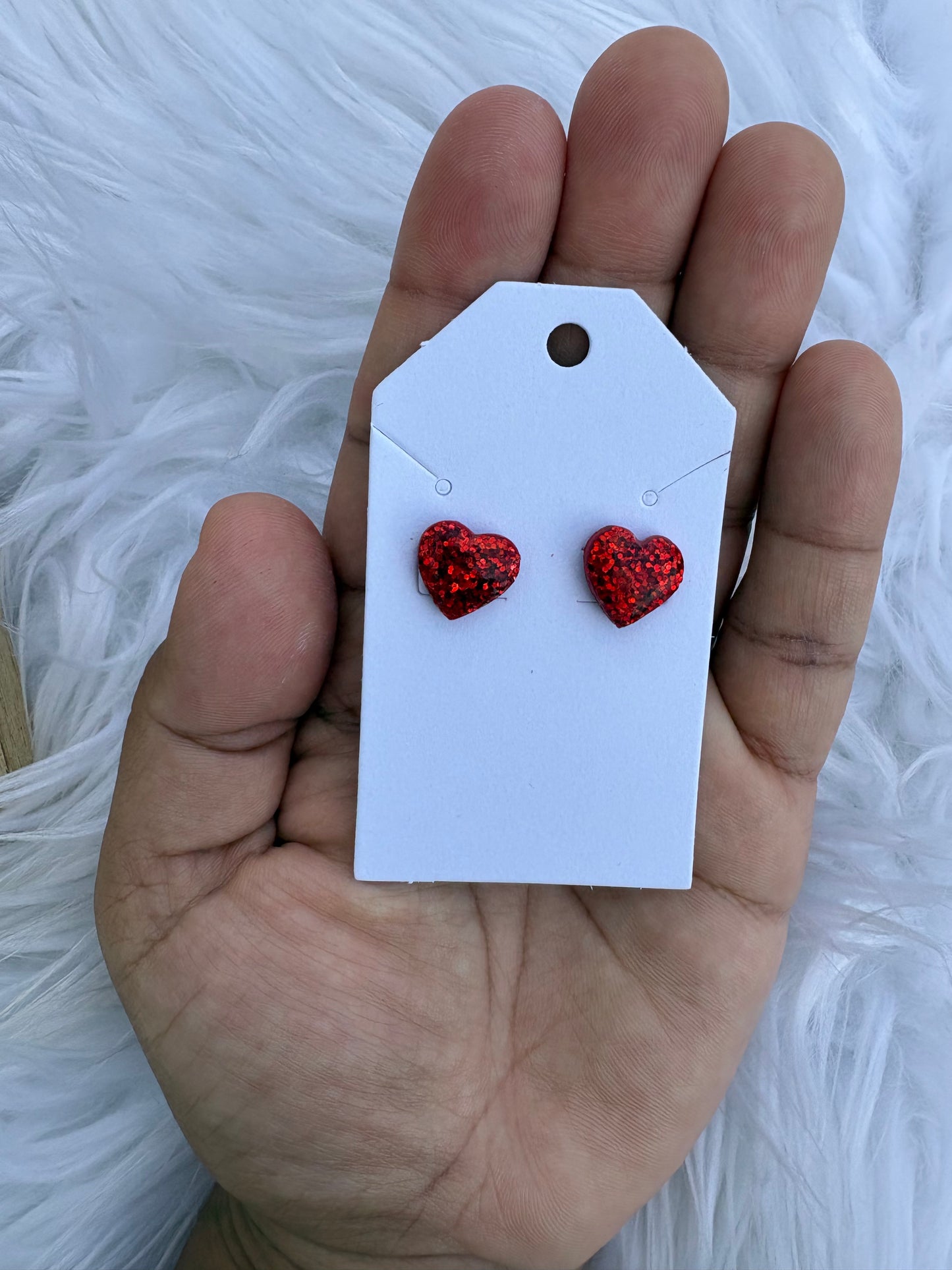Glitter Heart Studs