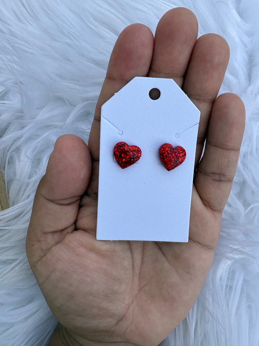 Glitter Heart Studs